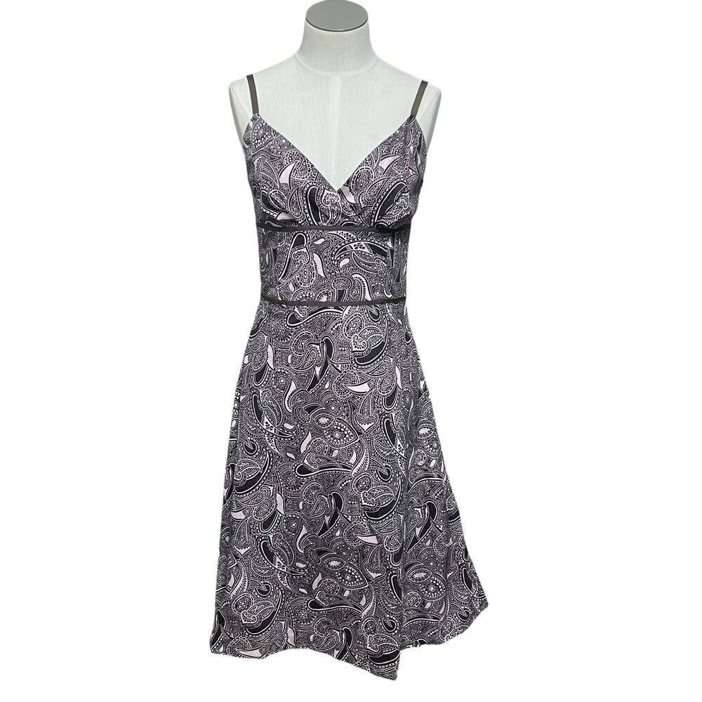 Ann Taylor LOFT Brown Vintage 90s Y2K Paisley Strappy Cottage Dress Size 2